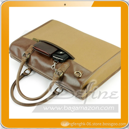 Vintage Cotton Canvas and PU Leather Laptop Bag